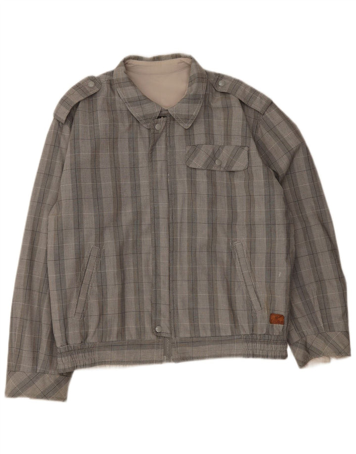 Faciba Mens Military Bomber Jacket UK 38 Medium Grey Check