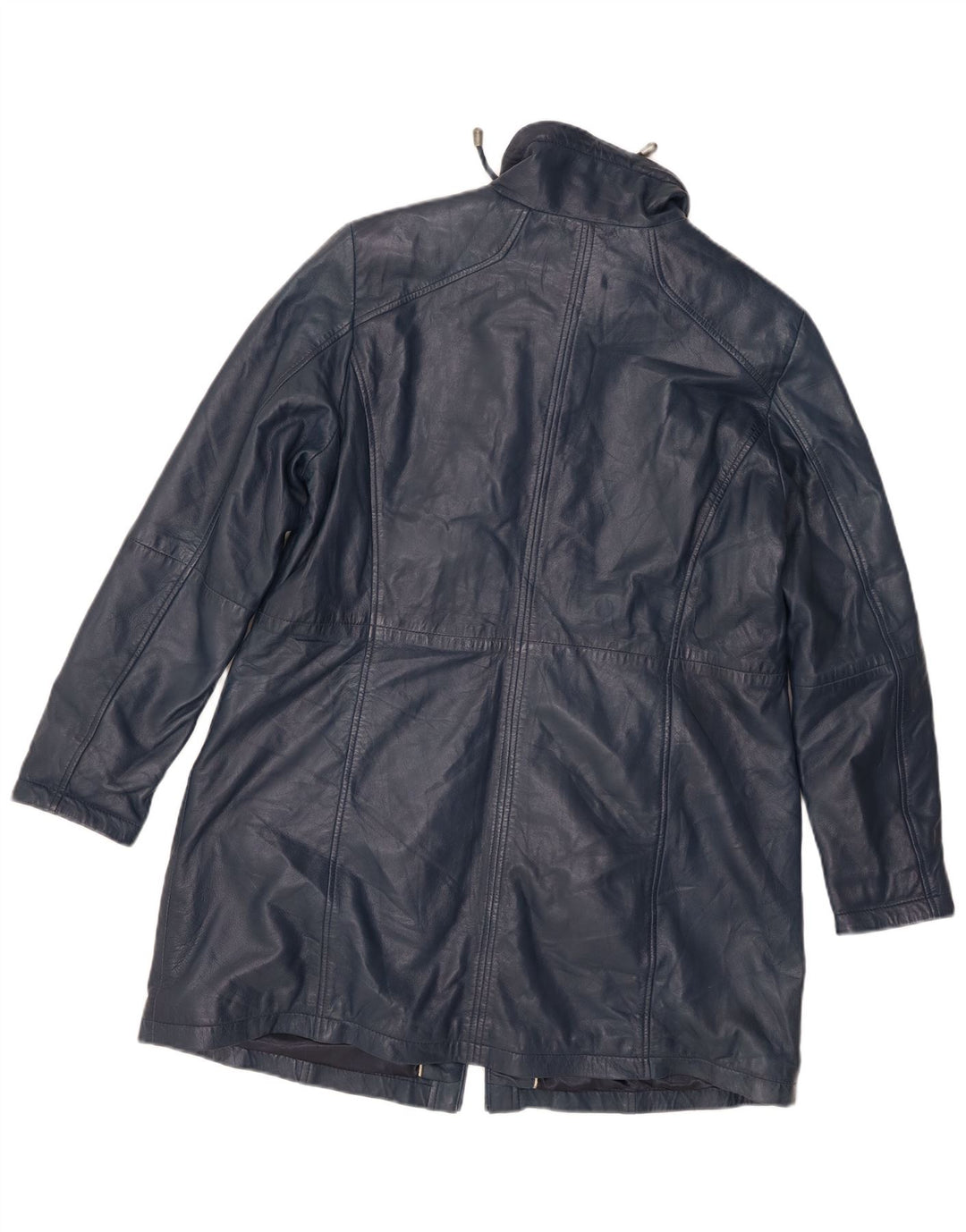 Jilani Mens Loose Fit Leather Coat EU 44 XS Navy Blue