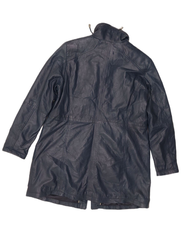 Jilani Mens Loose Fit Leather Coat EU 44 XS Navy Blue