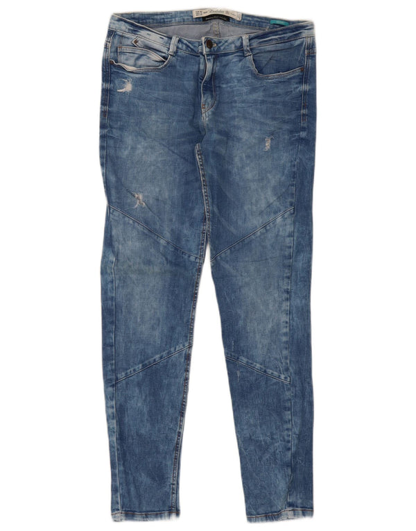 Zara Womens Trafaluc Acid Wash Skinny Jeans EU 42 Large W32 L30 Blue