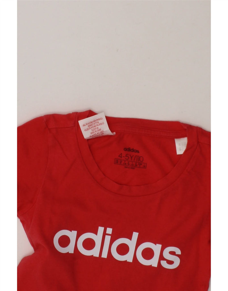 ADIDAS Girls Graphic T-Shirt Top 4-5 Years Red Cotton Vintage Adidas and Second-Hand Adidas from Messina Hembry 