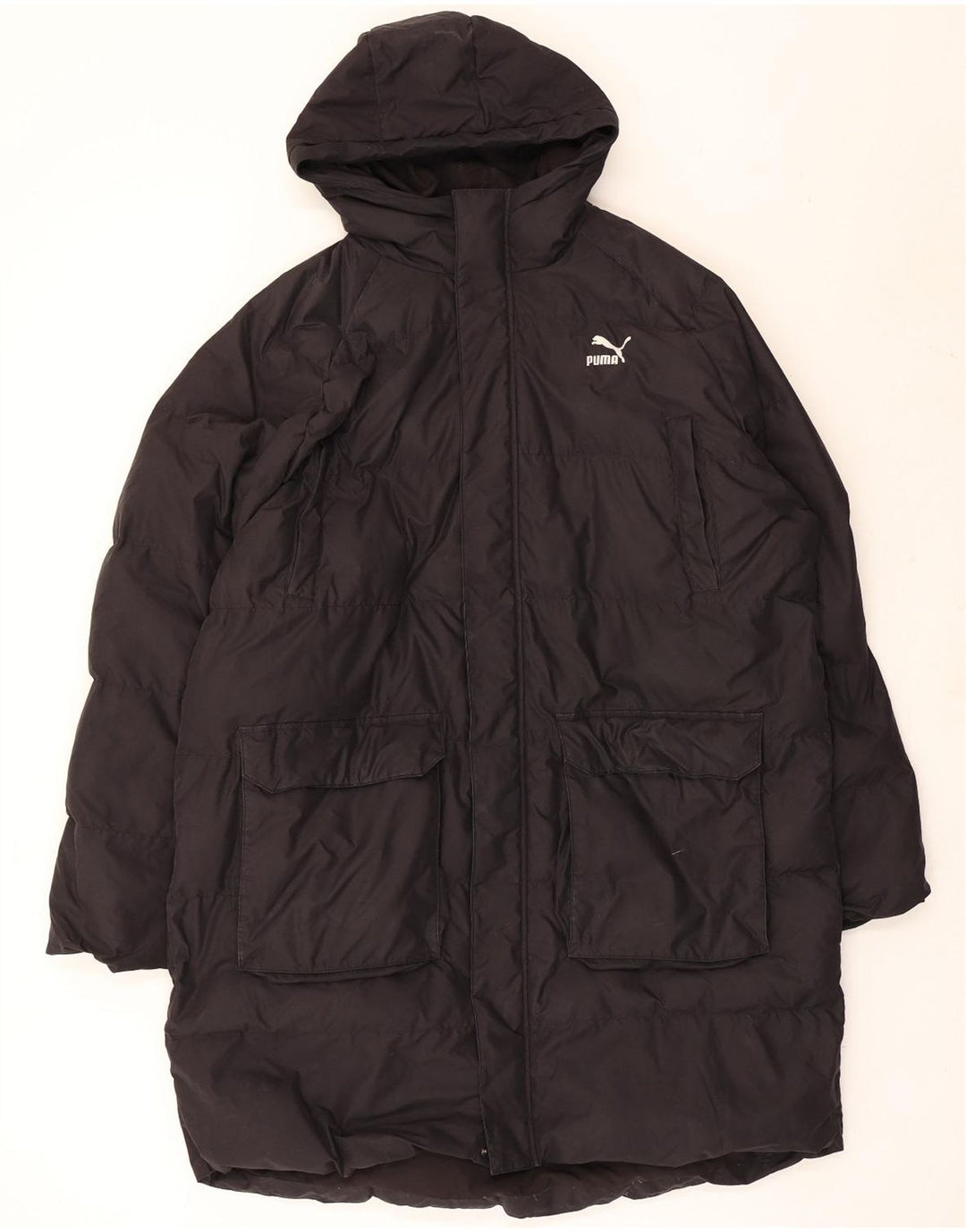 Puma Mens Hooded Padded Coat UK 40 Large Black Polyester