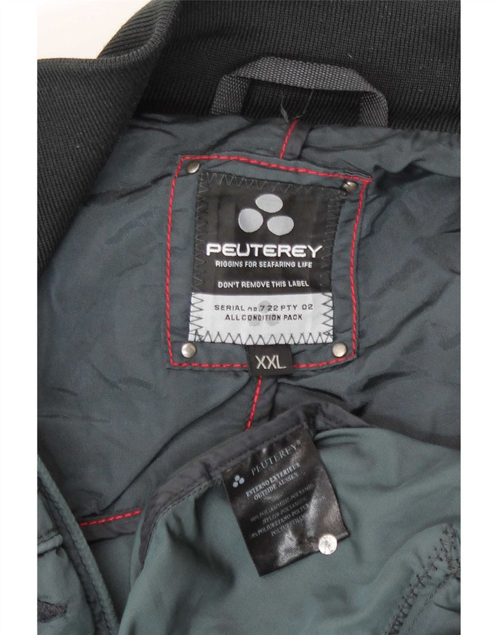 PEUTEREY Mens Bomber Jacket UK 44 2XL Blue Colourblock Polyamide