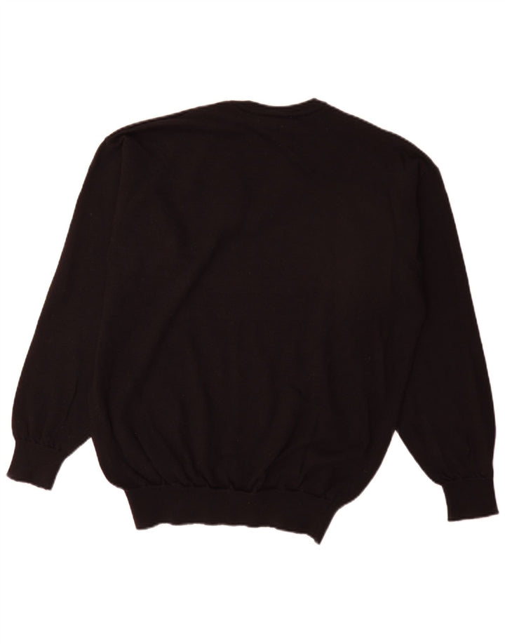 Lacoste Mens V-Neck Jumper Sweater Size 5 Large Black New Wool