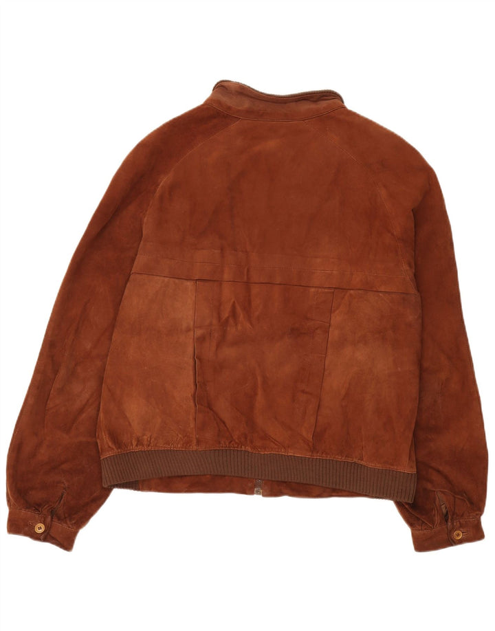 Vintage Mens Bomber Suede Jacket IT 52 XL Brown Leather