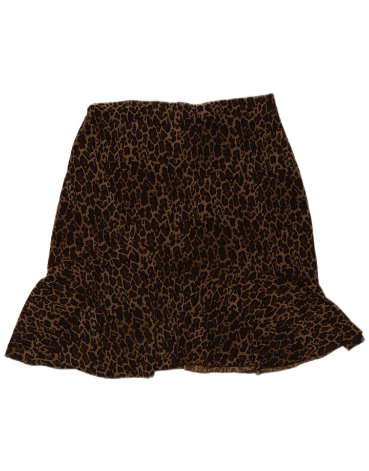 CHAPS Womens Trumpet Skirt Medium W30 Brown Animal Print Polyester
