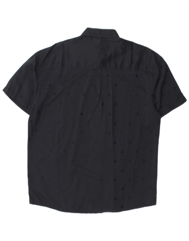 Studio Leonardo Mens Short Sleeve Shirt Size 40 Medium Black Geometric