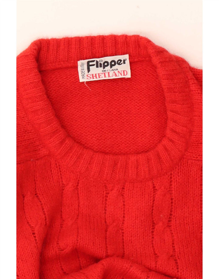 Flipper Mens Crew Neck Jumper Sweater Small Red Wool