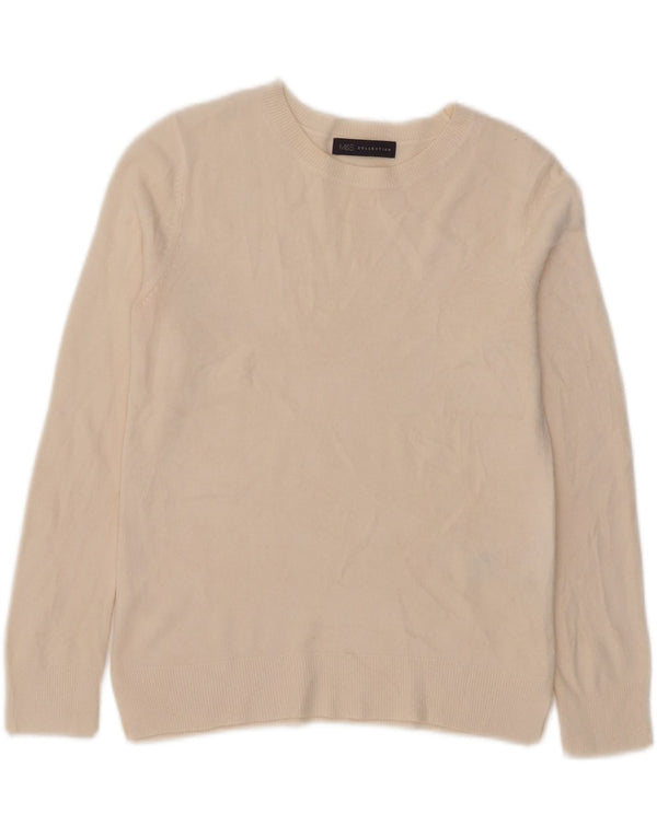 Marks & Spencer Womens Crew Neck Jumper Sweater UK 10 Small Beige Acrylic