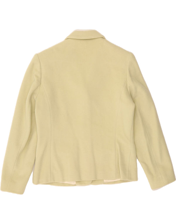 VINTAGE Womens 3 Button Blazer Jacket UK 12 Medium Green Wool