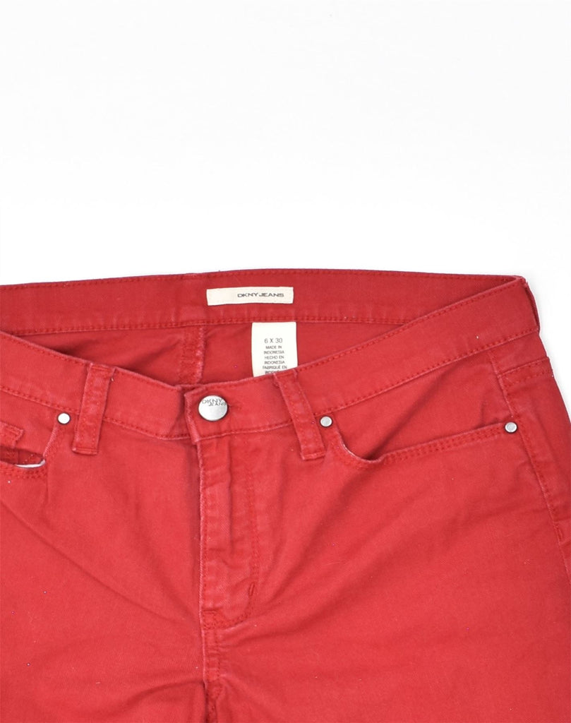 DKNY Womens Slim Jeans US 10 Small W29 L32 Red Cotton | Vintage Dkny | Thrift | Second-Hand Dkny | Used Clothing | Messina Hembry 