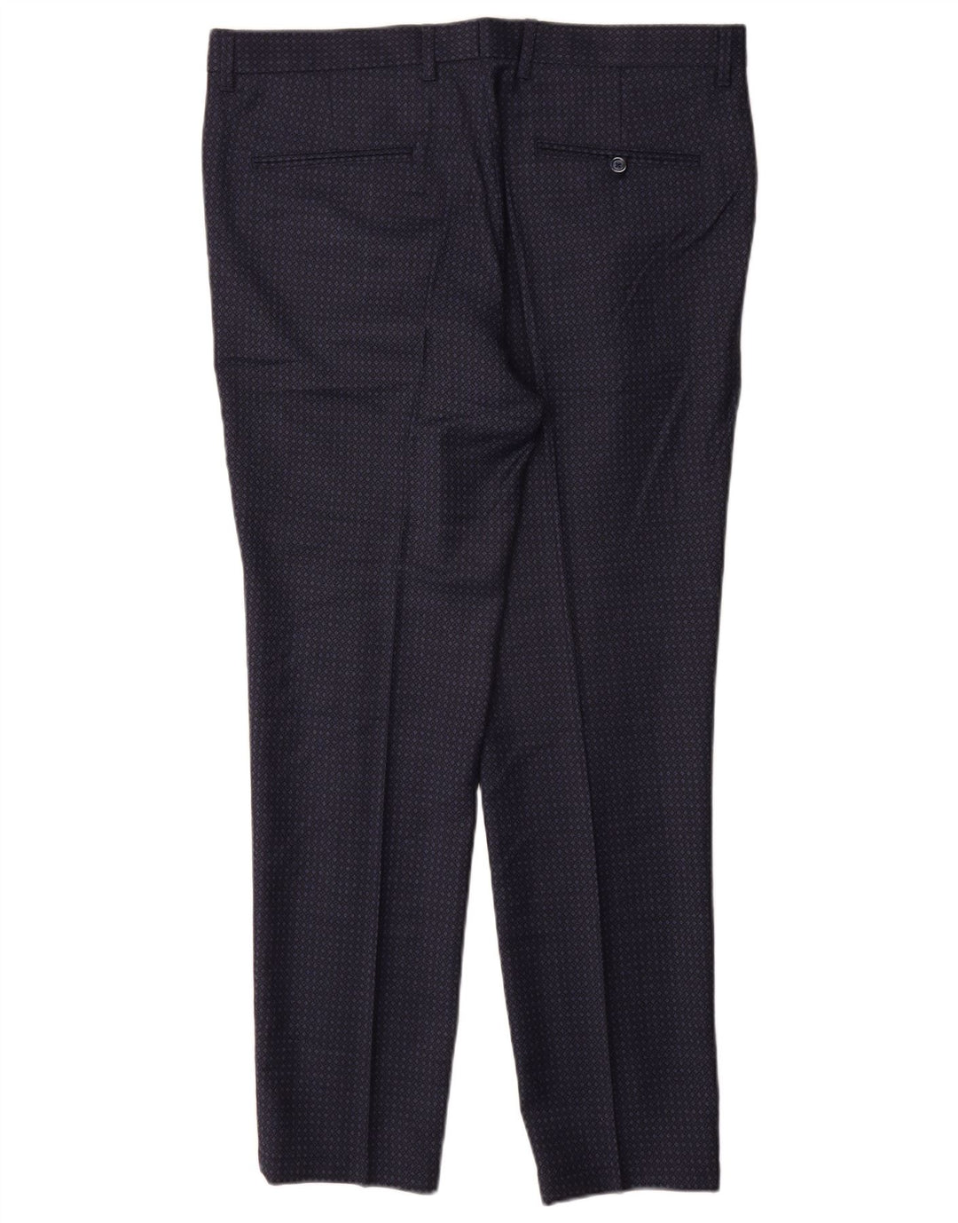 John Barritt Mens 2 Piece Suit IT 52/54 XL W36 L31 Navy Blue Geometric