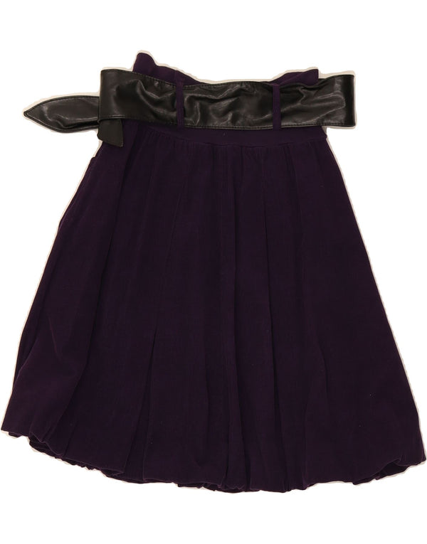 VINTAGE Womens Corduroy Pleated Skirt XL W30  Purple Cotton