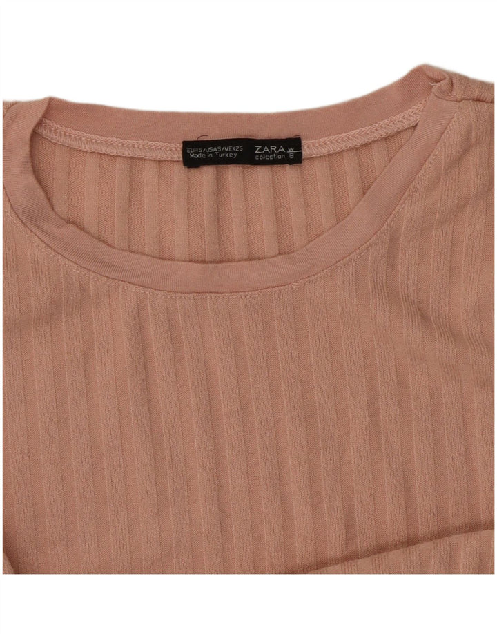 Zara Womens Top Long Sleeve UK 8 Small Pink