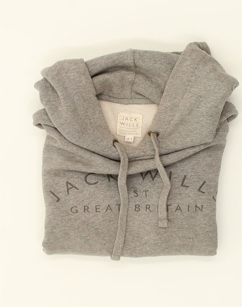 JACK WILLS Womens Graphic Hoodie Jumper UK 8 Small  Grey Cotton | Vintage Jack Wills | Thrift | Second-Hand Jack Wills | Used Clothing | Messina Hembry 