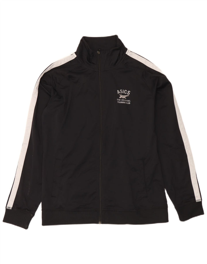 Asics Womens Tracksuit Top Jacket UK 18 XL Black Colourblock Polyester