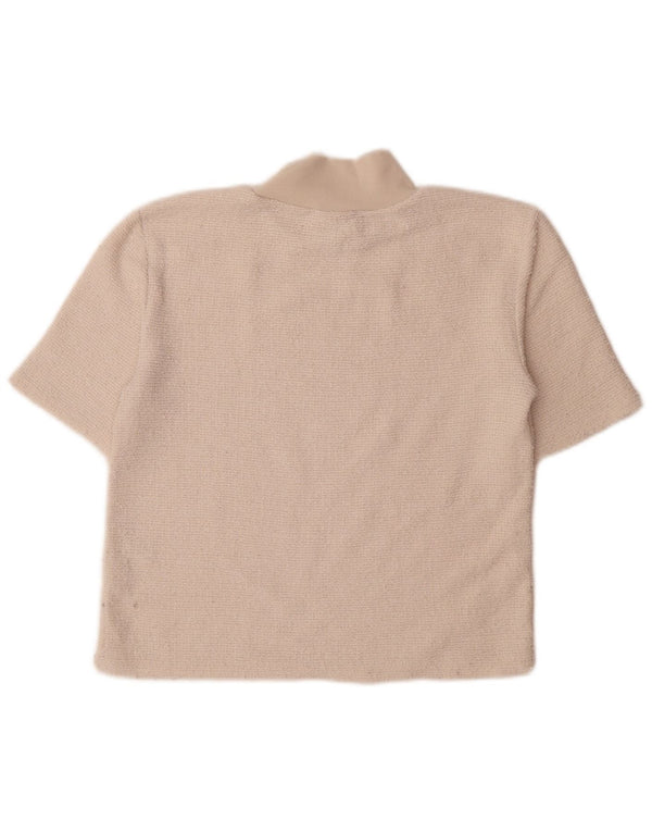 Zara Womens T-Shirt Top UK 12 Medium Off White Polyester