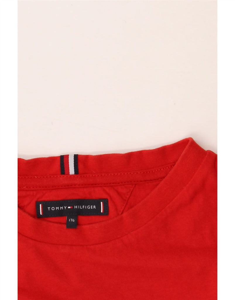 TOMMY HILFIGER Boys Graphic T-Shirt Top 15-16 Years Red Vintage Tommy Hilfiger and Second-Hand Tommy Hilfiger from Messina Hembry 