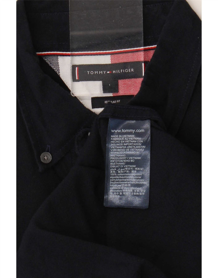 Tommy Hilfiger Mens Regular Fit Shirt Large Navy Blue Cotton