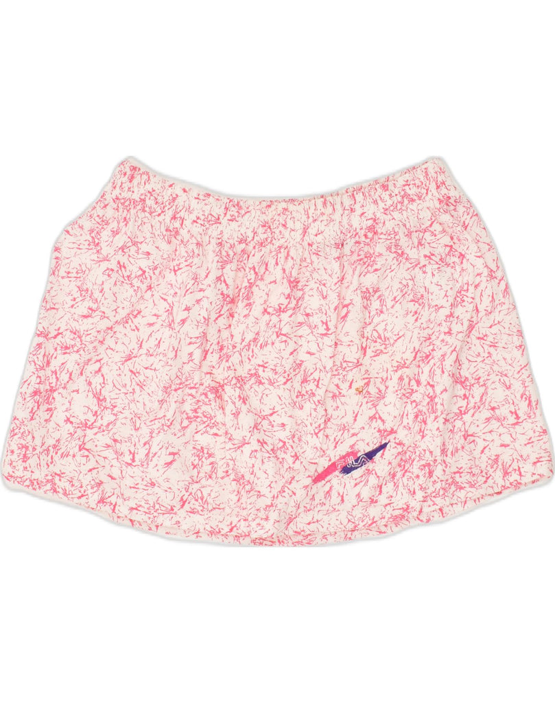 FILA Womens Crazy Pattern Mini Skirt IT 42 Medium W30 Pink Cotton | Vintage Fila | Thrift | Second-Hand Fila | Used Clothing | Messina Hembry 