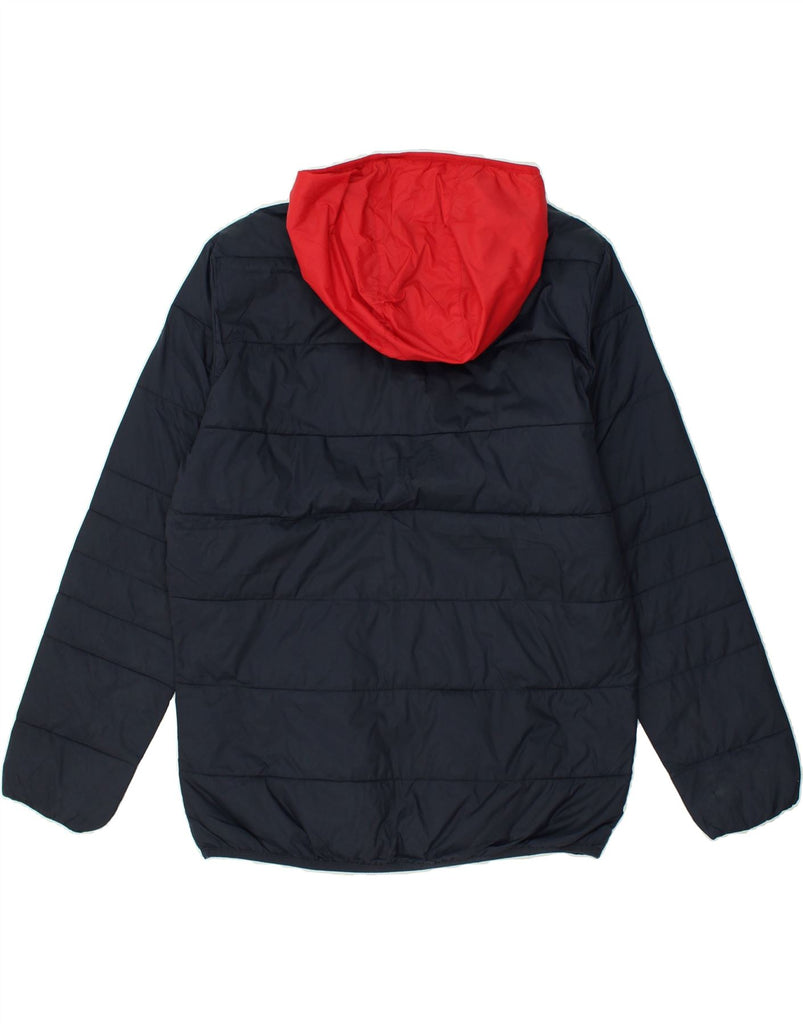 JACK & JONES Mens Hooded Padded Jacket UK 38 Medium Navy Blue Colourblock | Vintage Jack & Jones | Thrift | Second-Hand Jack & Jones | Used Clothing | Messina Hembry 