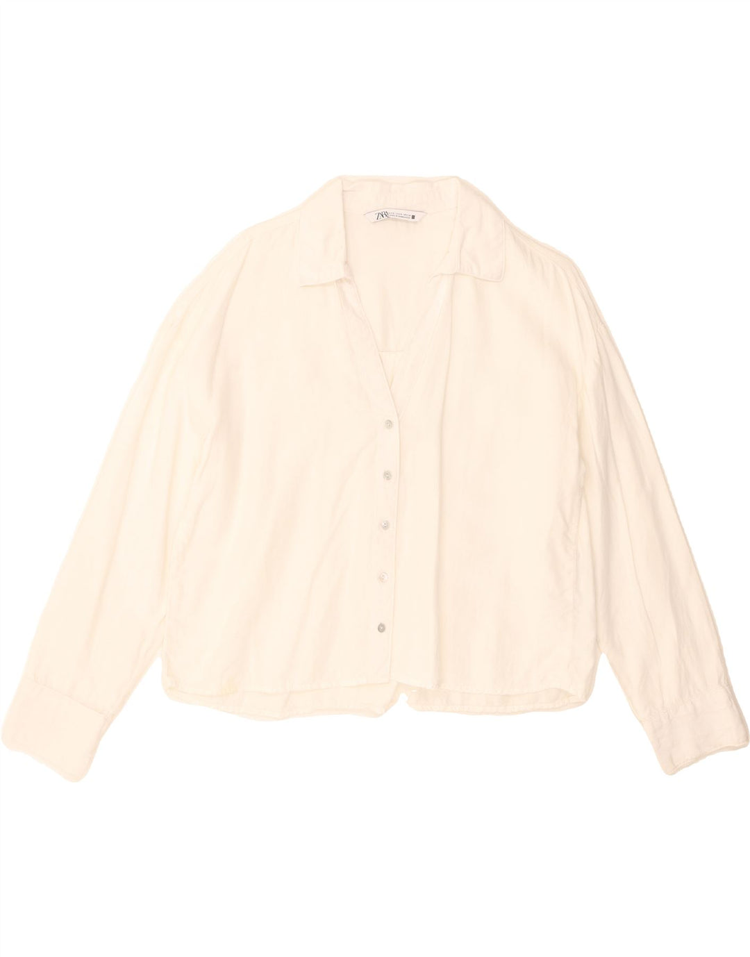 ZARA Womens Shirt Blouse UK 10 Small White Lyocell Vintage Zara and Second-Hand Zara from Messina Hembry 