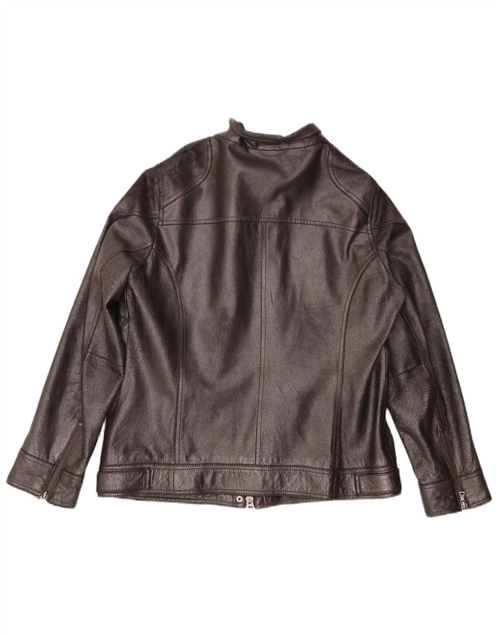 Marc Aurel Womens Leather Jacket UK 14 Medium Black Leather