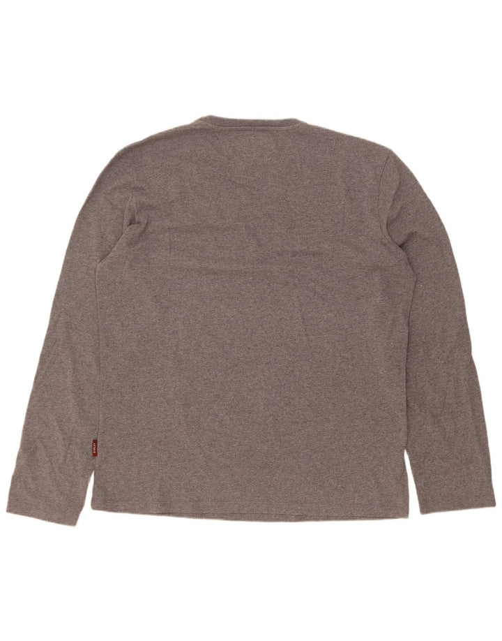 Sisley Mens Graphic Top Long Sleeve XL Grey Cotton