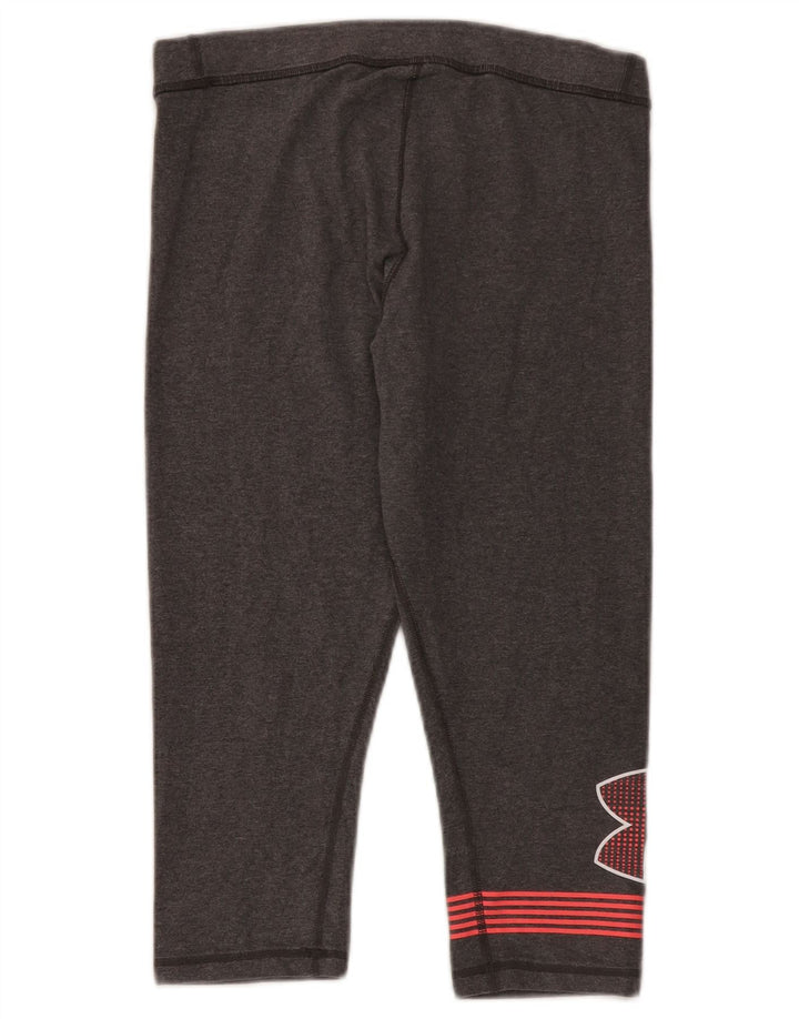 Under Armour Womens Graphic Capri Leggings UK 14 Medium  Grey Cotton