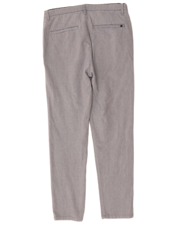 Zara Mens Slim Chino Trousers EU 38 Small W30 L28 Navy Blue Geometric