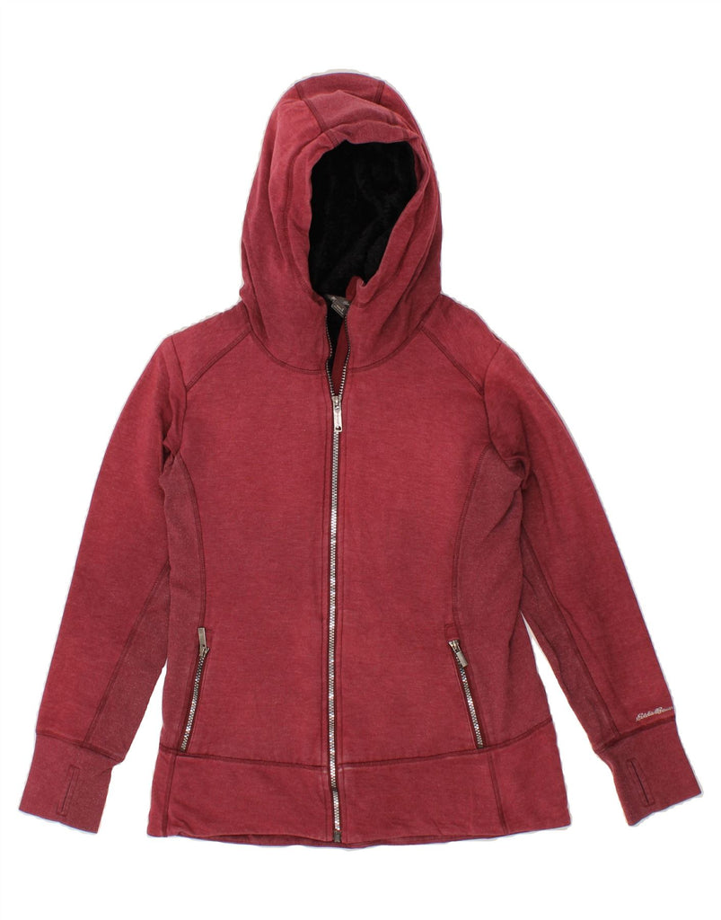 EDDIE BAUER Womens Zip Hoodie Sweater UK 10 Small Red Cotton Vintage Eddie Bauer and Second-Hand Eddie Bauer from Messina Hembry 