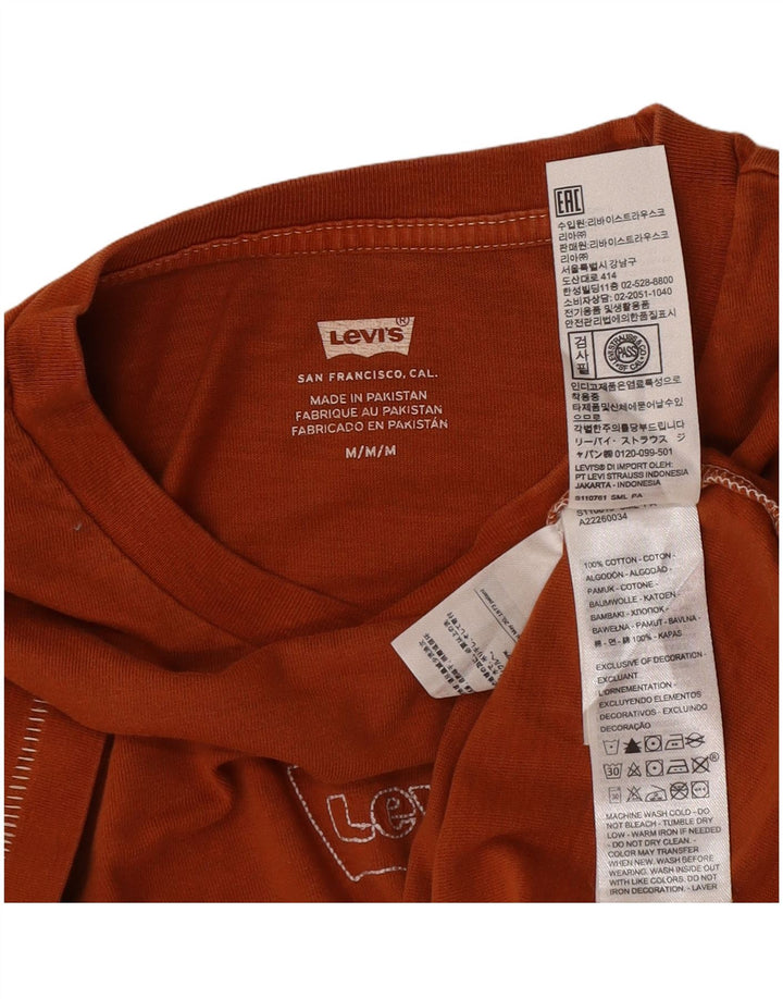 Levi's Womens T-Shirt Top UK 14 Medium Orange Cotton