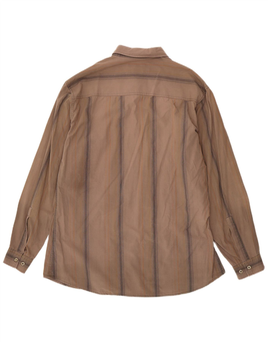 Marlboro Classics Mens Shirt 2XL Brown Striped Cotton