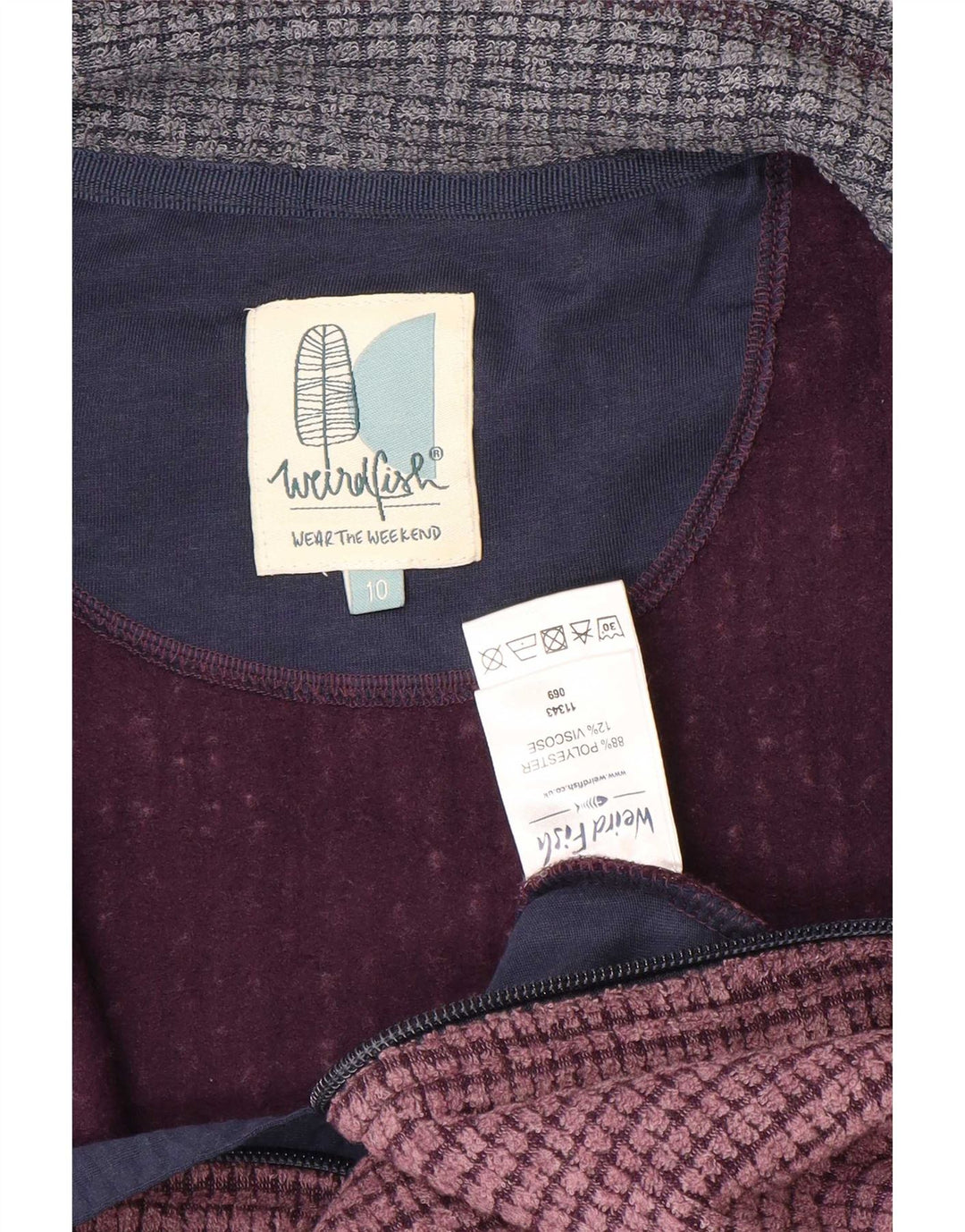 Weird Fish Womens Oversized Fleece Jacket UK 10 Small Burgundy Polyester