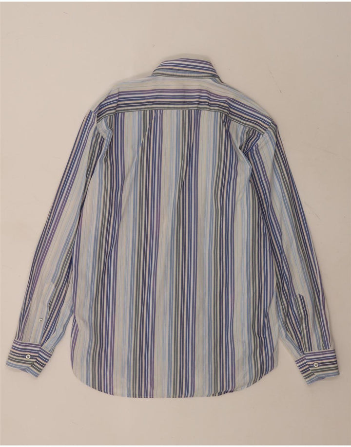 Roccobarocco Mens Shirt Size 40 15 3/4 Medium Blue Striped Cotton
