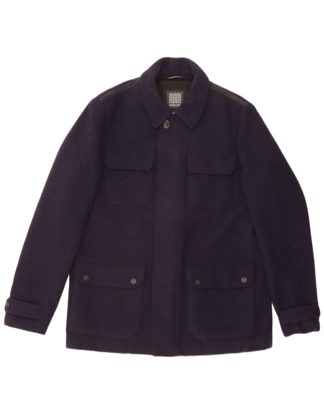 GEOX Mens Respira Utility Jacket UK 42 XL Navy Blue Wool