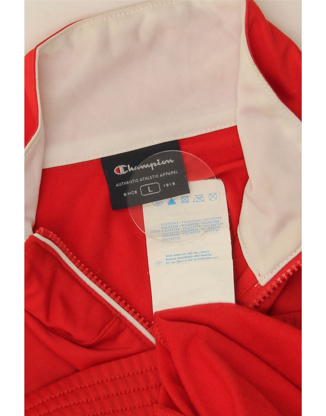 CHAMPION Mens Tracksuit Top Jacket Large Red Colourblock Polyester