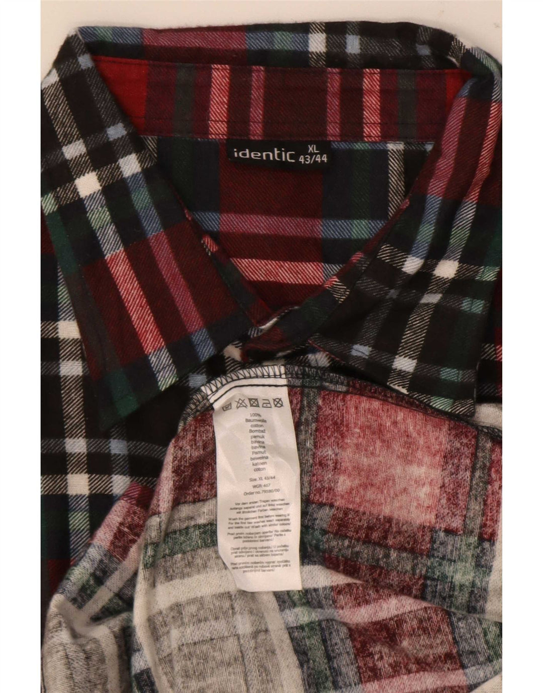 Identic Mens Flannel Shirt Size 43/44 XL Red Check Cotton