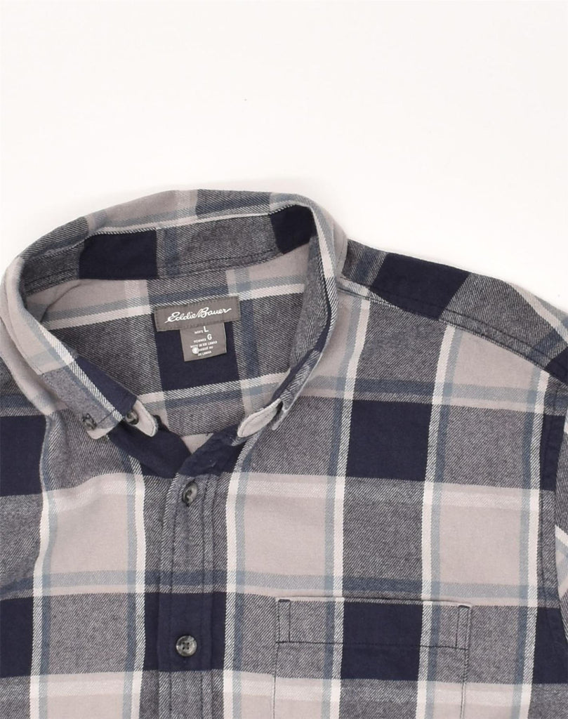 EDDIE BAUER Mens Shirt Large Grey Check Cotton | Vintage Eddie Bauer | Thrift | Second-Hand Eddie Bauer | Used Clothing | Messina Hembry 