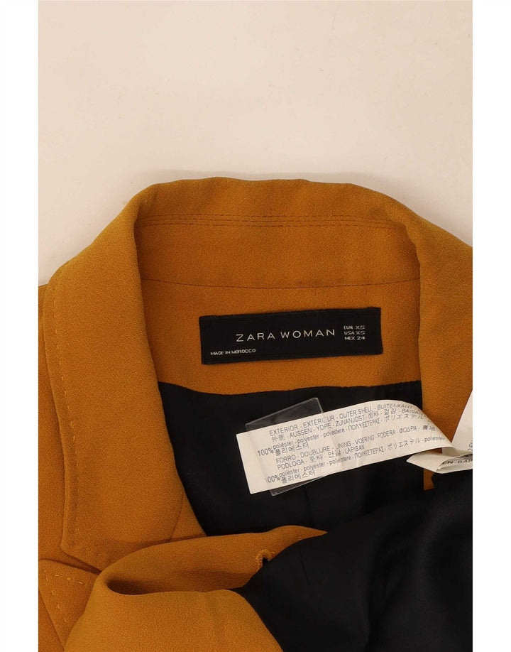 Zara Womens Oversized Double Breasted Coat UK 6 XS Yellow Polyester
