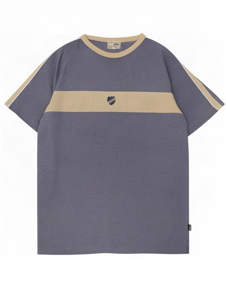 Asics Mens T-Shirt Top Medium Blue Colourblock Cotton