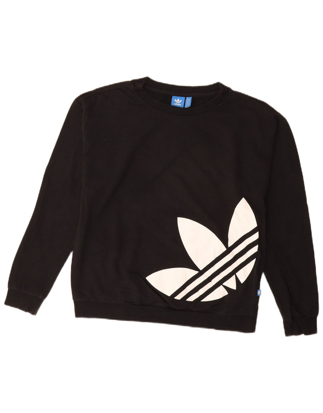 ADIDAS Womens Graphic Sweatshirt Jumper UK 12 Medium Black Cotton