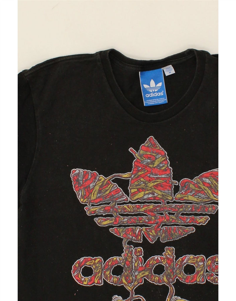 ADIDAS Mens Graphic T-Shirt Top Medium Black Cotton Vintage Adidas and Second-Hand Adidas from Messina Hembry 