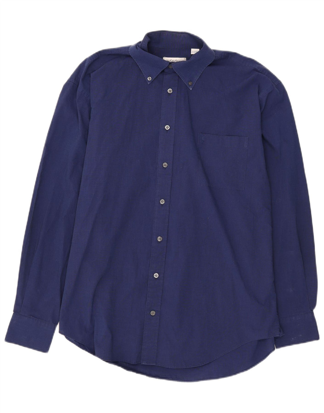 Yves Saint Laurent Mens Shirt Large Navy Blue Cotton