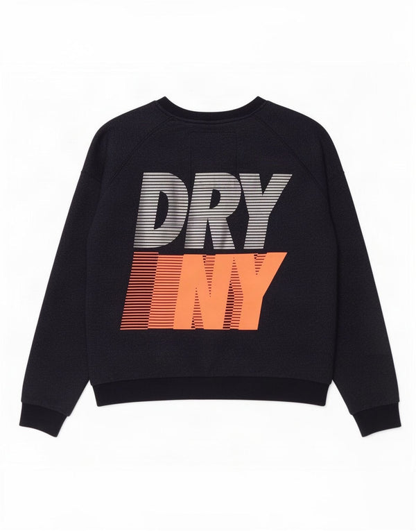 Superdry Womens Graphic Sweatshirt Jumper UK 16 Large Navy Blue Cotton