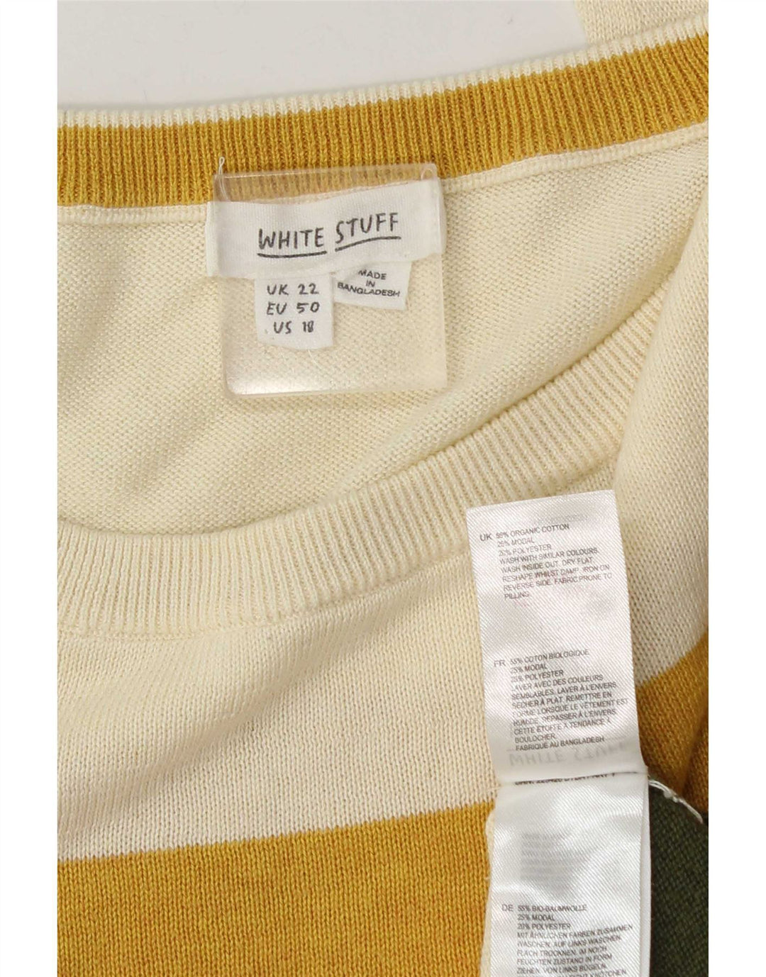 White Stuff Womens Crew Neck Jumper Sweater UK 22 3XL Multicoloured Striped