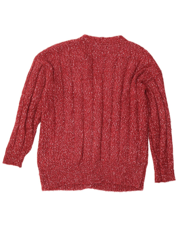 Marks & Spencer Womens Oversized Cardigan Sweater UK 14 Medium Red Flecked