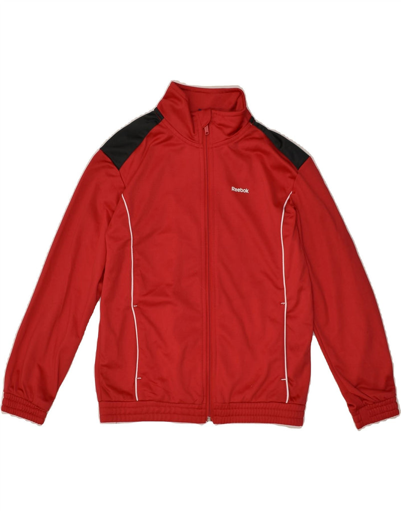 REEBOK Boys Graphic Tracksuit Top Jacket 9-10 Years Red Polyester | Vintage Reebok | Thrift | Second-Hand Reebok | Used Clothing | Messina Hembry 