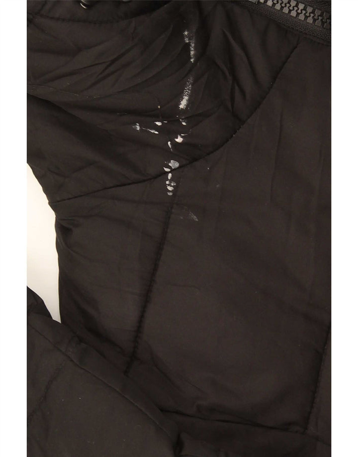 Superdry Womens Hooded Padded Jacket UK 14 Large Black Polyester