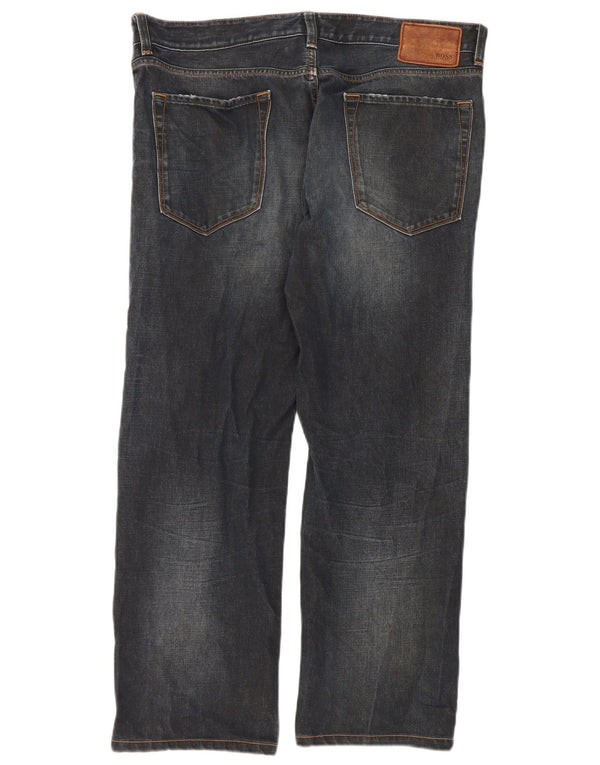 Hugo Boss Mens Straight Jeans W38 L32 Navy Blue Cotton